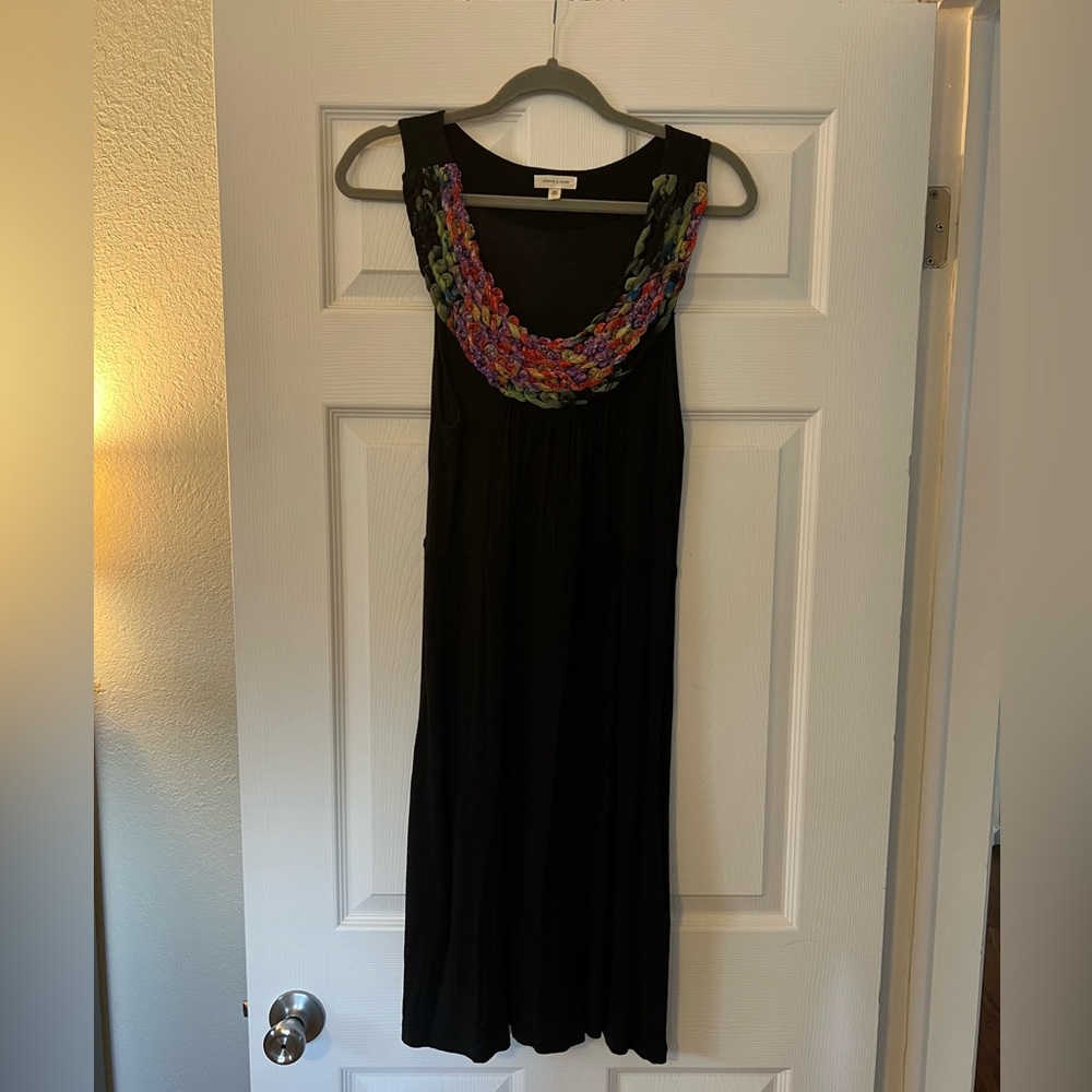 silence + noise for Anthropologie black jersey dress, braided neckline